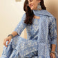 Women's Cotton Afghani Blue Kurta Set