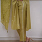 Women's Embroidered Panel Worked Straight Yellow Pure Cotton Kurta Set