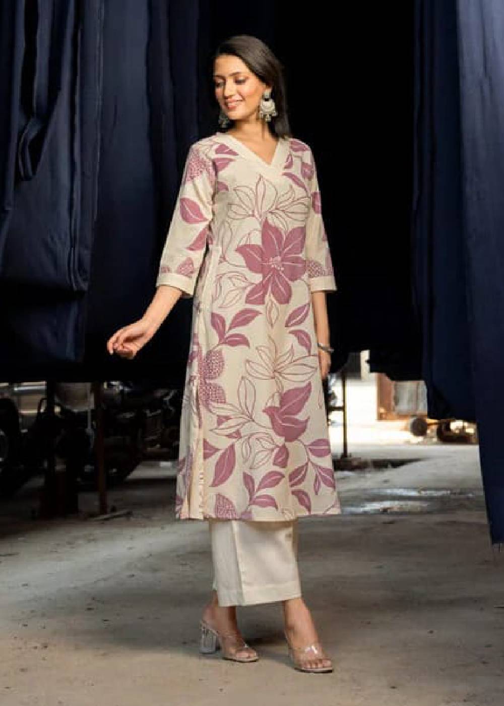 Women's Pure Cotton Floral Print Kurta With Plazo