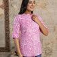 Women's Floral Print Pink Kurti