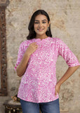 Women's Floral Print Pink Kurti