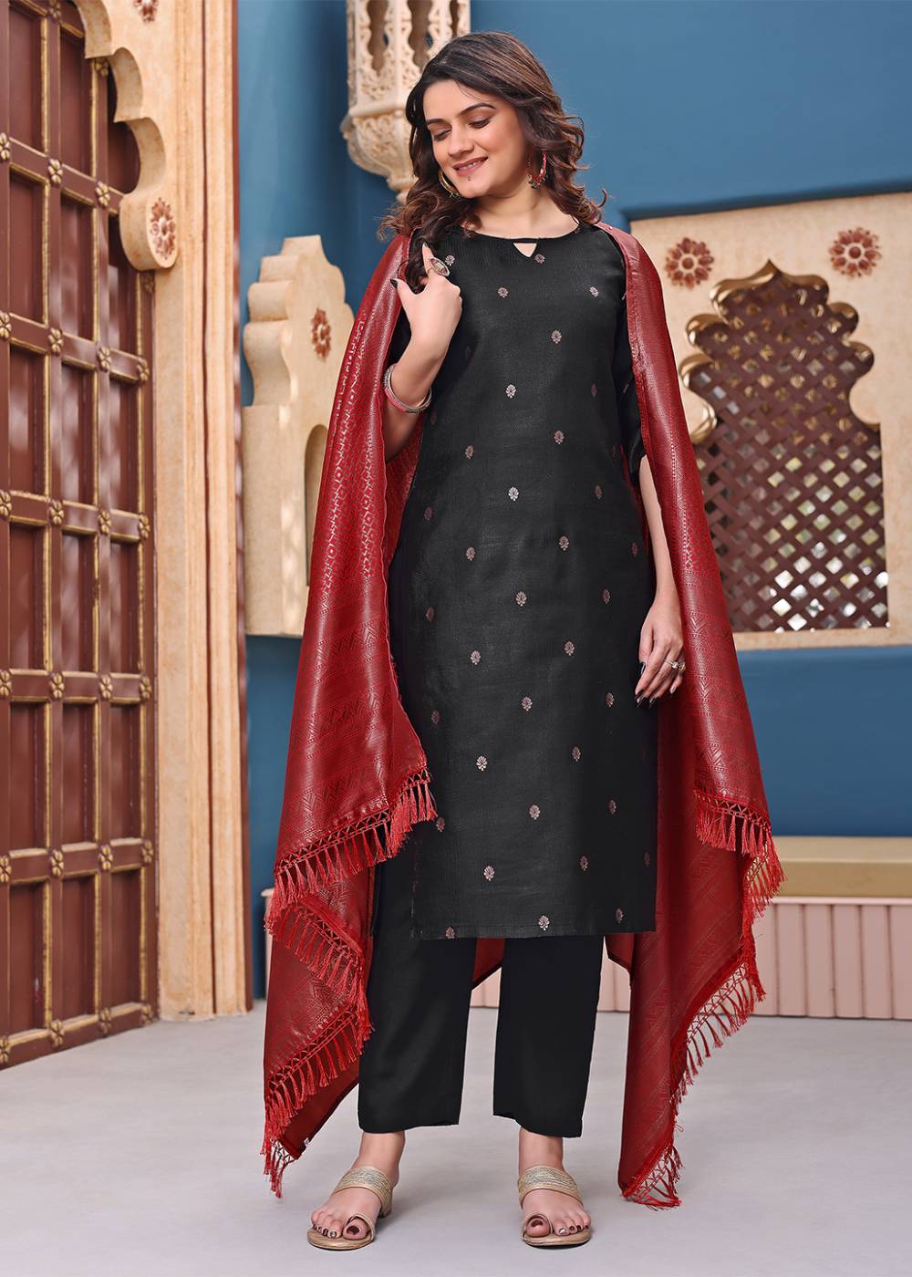 Women Jacquard Kurta Set