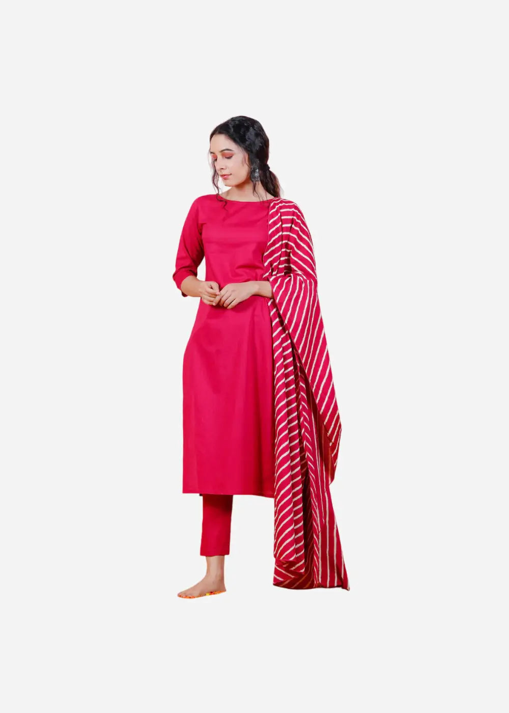 Women Pink Coral Silk Kurta Set