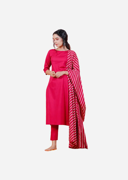 Women Pink Coral Silk Kurta Set