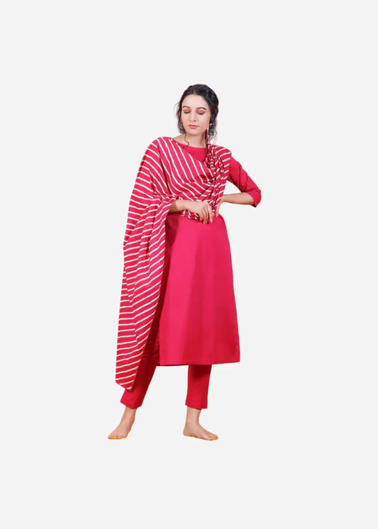 Women Pink Coral Silk Kurta Set