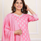 Women's Chic Pink Floral Kurta Set